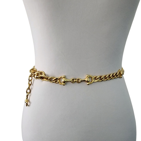 Stirrup chain belt smooth polished finish yellow gold X2 main image 5